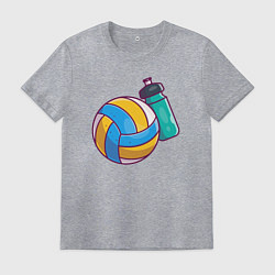 Футболка хлопковая мужская Здоровый волейбол, цвет: меланж