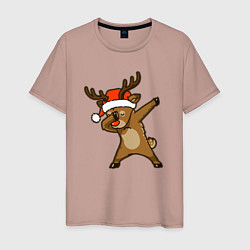 Футболка хлопковая мужская Dabbing deer, цвет: пыльно-розовый