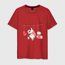 Футболка хлопковая мужская Котик-подарок, цвет: красный