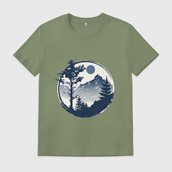 Мужская футболка Горный пейзаж в круге