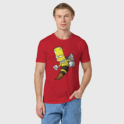Футболка хлопковая мужская Барт Симпсон шершень - перевоплощение, цвет: красный — фото 2