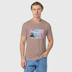 Футболка хлопковая мужская Bobr kurwa passport, цвет: пыльно-розовый — фото 2