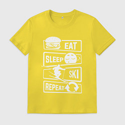 Мужская футболка Еда сон лыжи