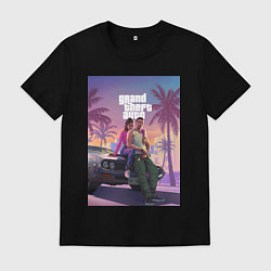 Футболка хлопковая мужская GTA6, цвет: черный