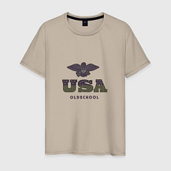 Футболка хлопковая мужская USA Oldschool, цвет: миндальный