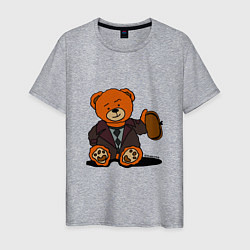 Футболка хлопковая мужская Медведь Кащей с шапкой-ушанкой, цвет: меланж