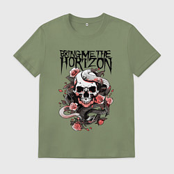 Мужская футболка Bring Me the Horizon - A skull with roses