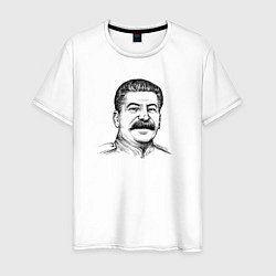 Футболка хлопковая мужская Сталин улыбается, цвет: белый