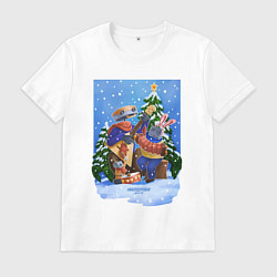 Мужская футболка Кибердеревня роботы новый год