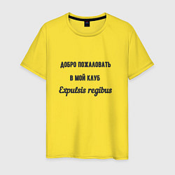 Футболка хлопковая мужская Добро пожаловать в мой клуб Expulsis regibus, цвет: желтый