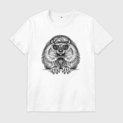 Футболка хлопковая мужская Суслик в очках, цвет: белый