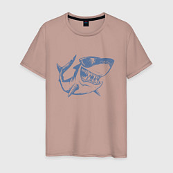 Футболка хлопковая мужская Большая акула, цвет: пыльно-розовый