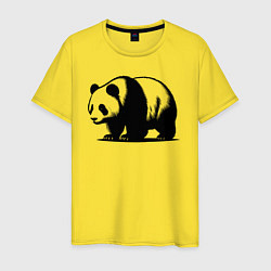 Футболка хлопковая мужская Стоящая чёрная панда, цвет: желтый