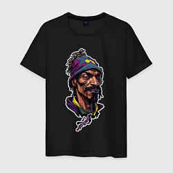 Футболка хлопковая мужская Snoop dogg head, цвет: черный
