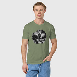 Футболка хлопковая мужская Путешествие в горы туризм, цвет: авокадо — фото 2