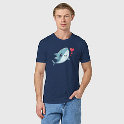 Футболка хлопковая мужская Акула с сердечками, цвет: тёмно-синий — фото 2