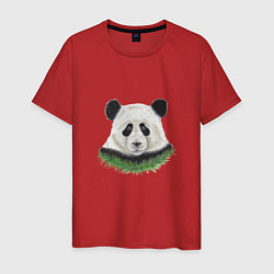 Футболка хлопковая мужская Медведь панда, цвет: красный