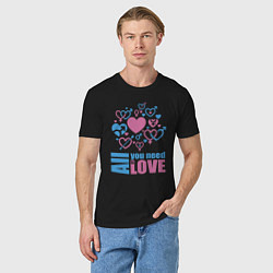 Футболка хлопковая мужская All you net is love, цвет: черный — фото 2