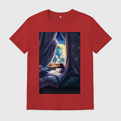 Футболка хлопковая мужская Кролик в пижаме, цвет: красный