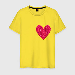 Футболка хлопковая мужская Сердца с текстурным пикселем, цвет: желтый