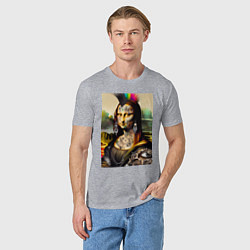 Футболка хлопковая мужская Punk Mona Lisa is covered in tattoos, цвет: меланж — фото 2