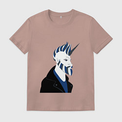 Футболка хлопковая мужская Брутальный единорог хипстер, цвет: пыльно-розовый