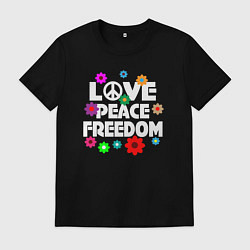 Мужская футболка Любовь мир свобода