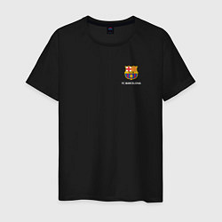 Футболка хлопковая мужская Футбольный клуб Барселона - с эмблемой, цвет: черный