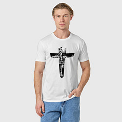Футболка хлопковая мужская Крест фактурный, цвет: белый — фото 2
