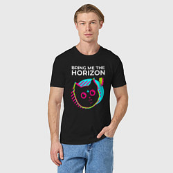 Футболка хлопковая мужская Bring Me the Horizon rock star cat, цвет: черный — фото 2