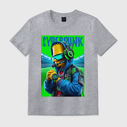 Футболка хлопковая мужская Cyber Bart Simpson - ai art fantasy, цвет: меланж