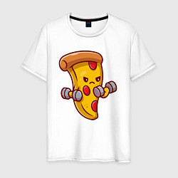 Футболка хлопковая мужская Пицца на спорте, цвет: белый