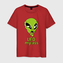 Мужская футболка Зеленый пришелец НЛО с надписью UFO my ass