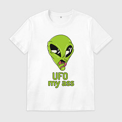 Мужская футболка Зеленый пришелец НЛО с надписью UFO my ass