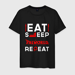 Мужская футболка Надпись eat sleep Palworld repeat