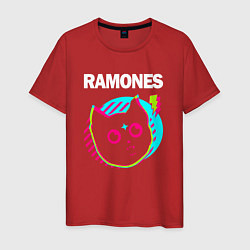 Футболка хлопковая мужская Ramones rock star cat, цвет: красный