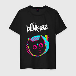 Футболка хлопковая мужская Blink 182 rock star cat, цвет: черный