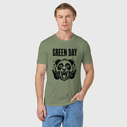 Футболка хлопковая мужская Green Day - rock panda, цвет: авокадо — фото 2