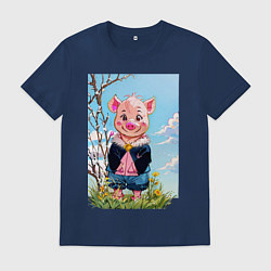 Мужская футболка Поросёнок весной