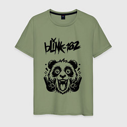Футболка хлопковая мужская Blink 182 - rock panda, цвет: авокадо