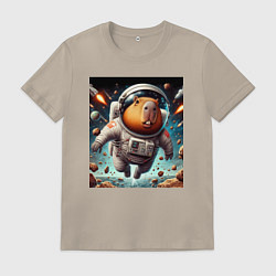 Мужская футболка Capybara is a brave cosmonaut