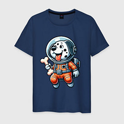 Мужская футболка Dalmatian cosmonaut puppy with a bone