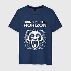 Футболка хлопковая мужская Bring Me the Horizon rock panda, цвет: тёмно-синий