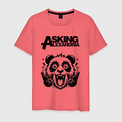 Футболка хлопковая мужская Asking Alexandria - rock panda, цвет: коралловый