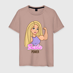 Футболка хлопковая мужская Barbie power, цвет: пыльно-розовый