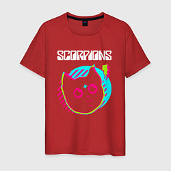 Футболка хлопковая мужская Scorpions rock star cat, цвет: красный