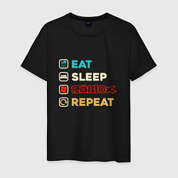 Мужская футболка Eat sleep roblox repeat art