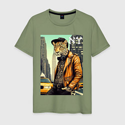 Мужская футболка The cool leopard is a New Yorker