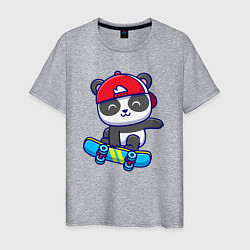 Футболка хлопковая мужская Panda skater, цвет: меланж