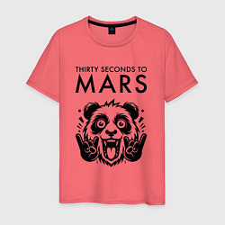 Футболка хлопковая мужская Thirty Seconds to Mars - rock panda, цвет: коралловый